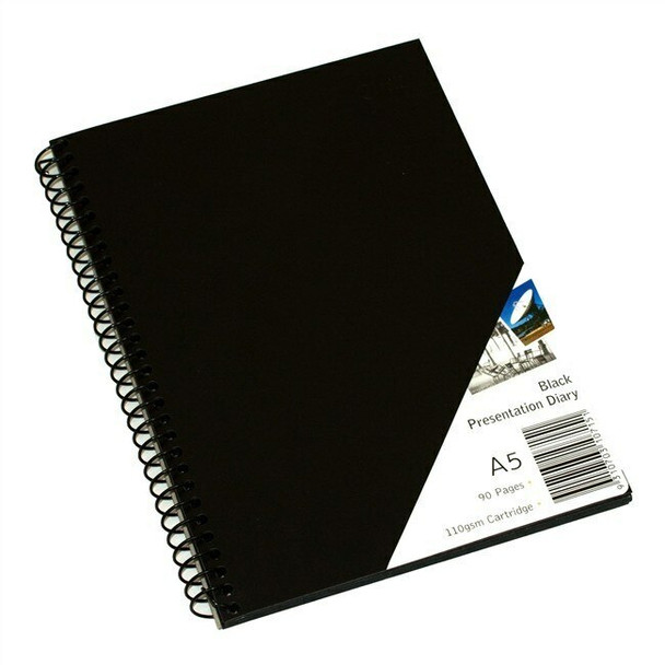 Quill Presentation Visual Art Diary 110gsm A5 90 Pages Black Paper Pack of 5
