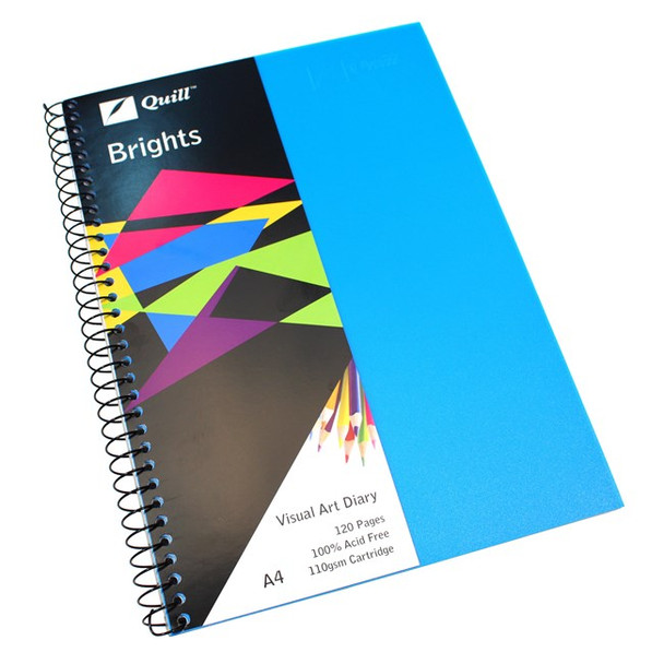Quill Visual Art Diary PP 110gsm A4 120 Pages Marine Blue Box of 5
