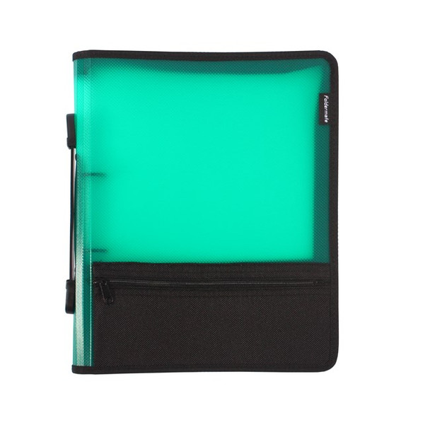 Foldermate Zipper Binder Folio PP A4 2-O Ring 25mm Green