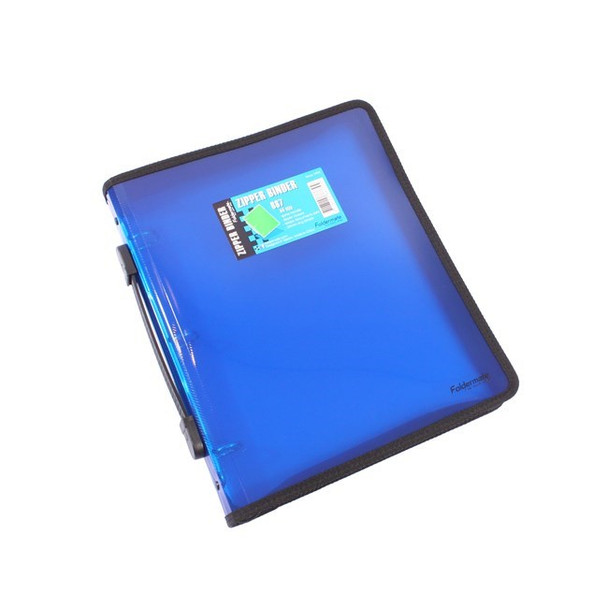 Foldermate Zipper Binder Pop Gear PP A4 3-O Ring 25mm Blue