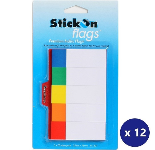 Beautone 100852300 Stick On Flags 25Mm X 76Mm 5 Pads X 50 Sheets Assorted Box 12 | Its A Mega Thing