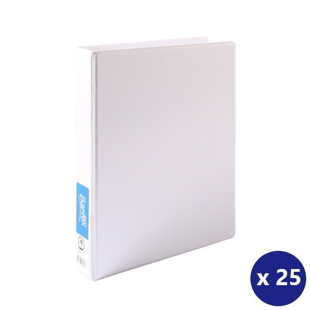 Bantex A4 Insert Binder Standard PP 4D 25mm White Box of 25
