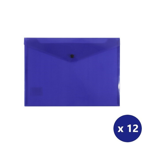 Bantex A4 Document Wallet Standard PP Button Closure Purple Box of 12