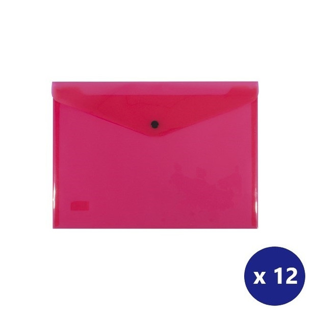 Bantex A4 Document Wallet Standard PP Button Closure Red Box of 12