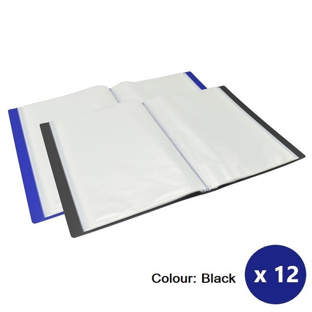 BEAUTONE 100851922 DISPLAY BOOK FIXED EURO MATTE PP A4 20 POCKETS BLACK BOX 12