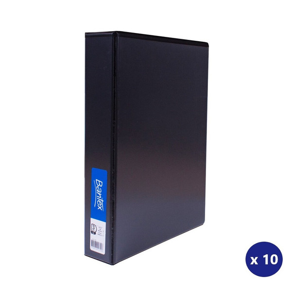 Bantex A4 Insert Binder Standard PP 3D 65mm Black Box of 10