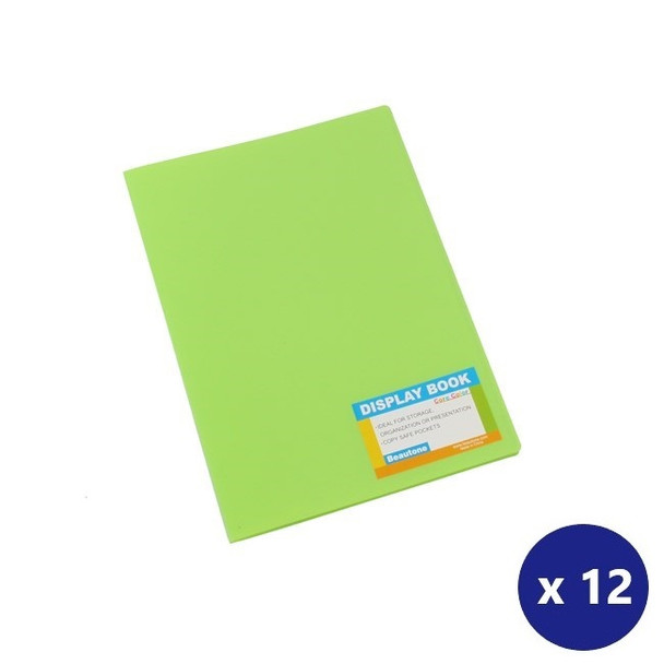 BEAUTONE 100851875 DISPLAY BOOK FIXED TROPICAL PP A4 20 POCKETS LIME BOX 12