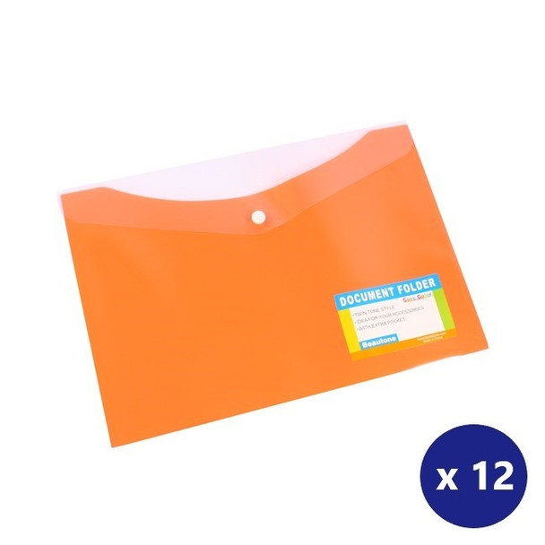 BEAUTONE 100851842 DOCUMENT FOLDER A4 WITH POCKET - BUTTON CLOSURE MANGO BOX 12