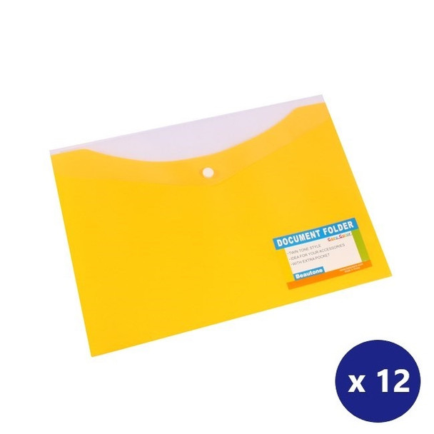 BEAUTONE 100851838 DOCUMENT FOLDER A4 WITH POCKET - BUTTON CLOSURE BANANA BOX 12