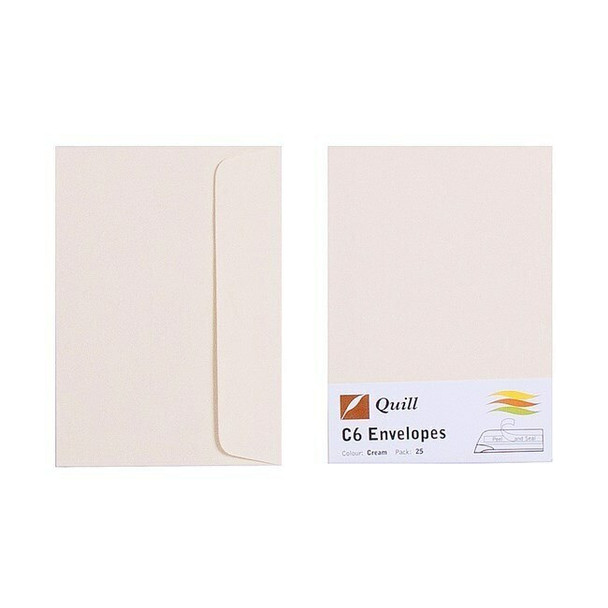 Quill Envelope 80gsm C6 Cream Pack of 25