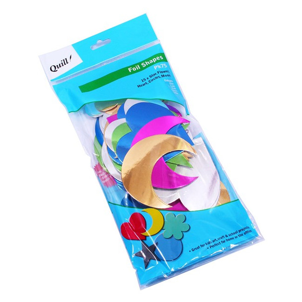 Quill Poster Board Foil Shapes Assorted Pack of 75
