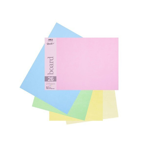 Quill Coloured Board 210gsm A3 Pastel Assorted Pack of 15 Box of 5