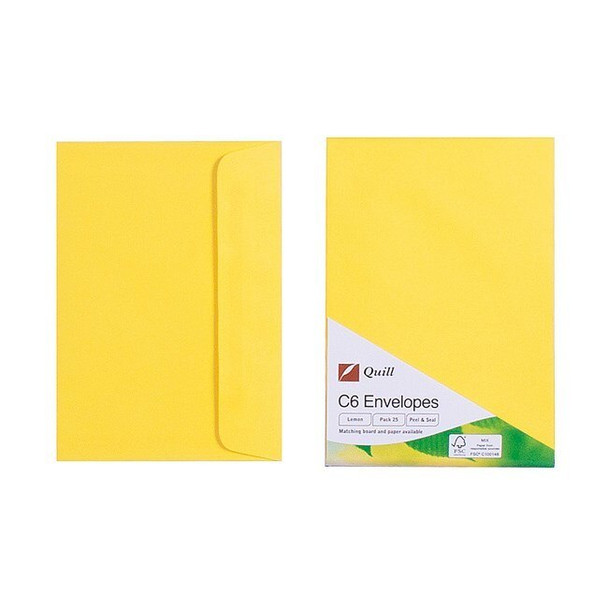 Quill 100850257 Envelope 80gsm C6 Pack 25 Lemon | It's A Mega Thing