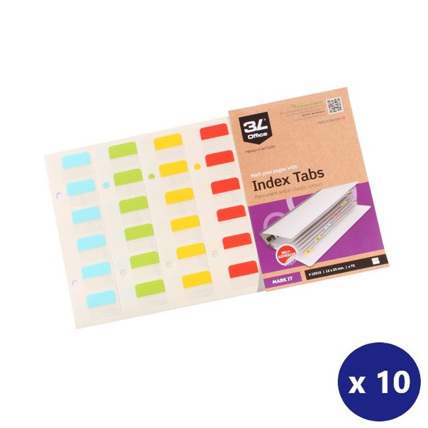 3L 100852409 Index Tabs 25Mm Assorted Colours (72 Tabs) Box 10 | Its A Mega Thing