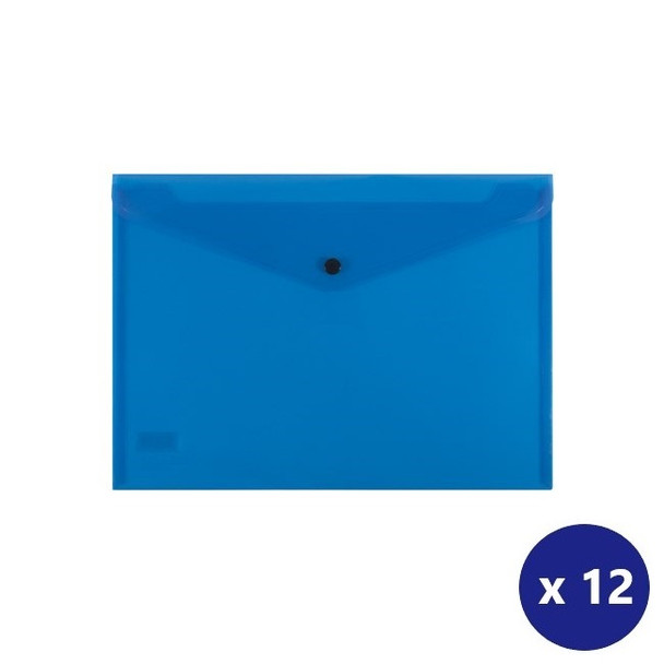 Bantex 100851892 Document Wallet Standard PP A4 Button Closure Blue Box 12 | Its A Mega Thing