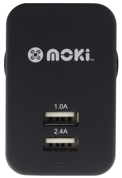 Moki Dual USB Wall Charger Black