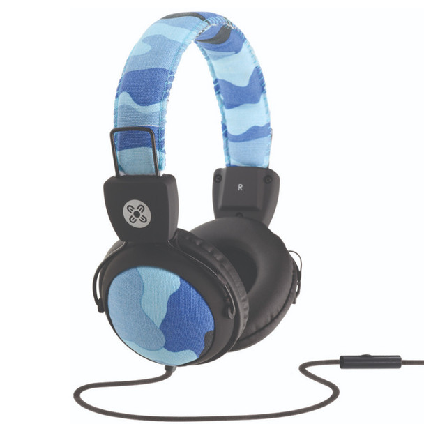 Moki Camo Headphones with Inline Microphone Blue