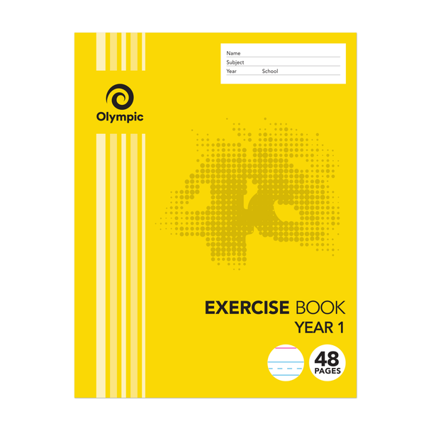 Olympic Exercise Book 48 Pages 24mm Year 1 Stapled Pack of 20
