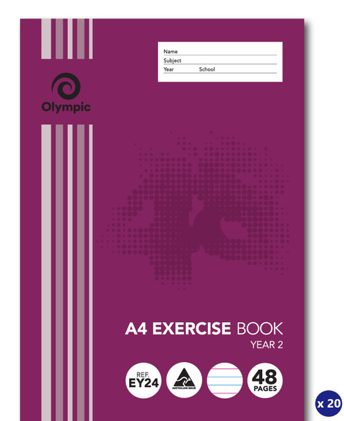 Olympic 140746 Exercise Book A4 48 Pages 18Mm Year 2 Stapled [Ey24] - Pack Of 20 | Its A Mega Thing