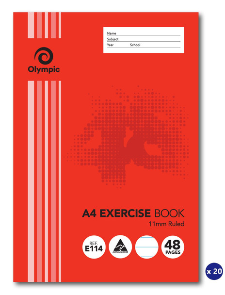 Olympic 140757 Exercise Book A4 48 Pages 11Mm Feint Stapled [E114] - Pack Of 20 | Its A Mega Thing