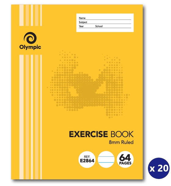 Olympic 140759 Exercise Book 64 Pages 8Mm Feint Stapled [E2864] - Pack Of 20 | Its A Mega Thing