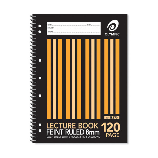 Olympic Lecture Book A4 120 Pages 8mm Feint Spiral Pack of 10