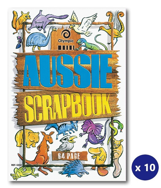 Olympic 140778 Aussie Animals Scrap Book 64 Pages Blank Stapled [S322] - Pack Of 10 | Its A Mega Thing