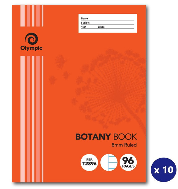 Olympic Botany Book 96 Pages 8mm Feint Stapled Pack of 10