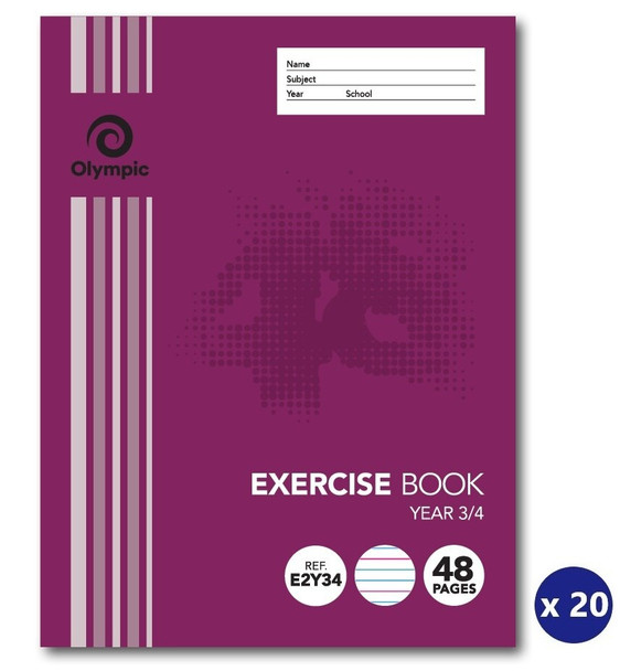 Olympic Exercise Book 48 Pages 12mm Year 3/4 Stapled Pack of 20