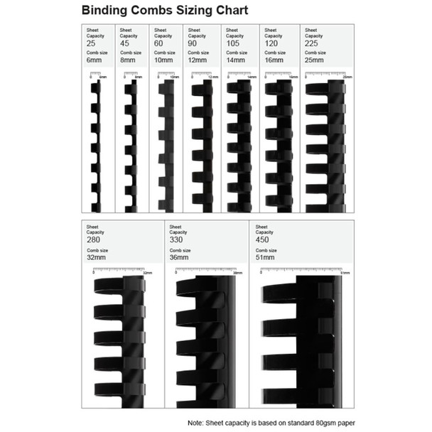 Fellowes White Plastic Binding Combs 21 Ring 6mm Round Pack 100
