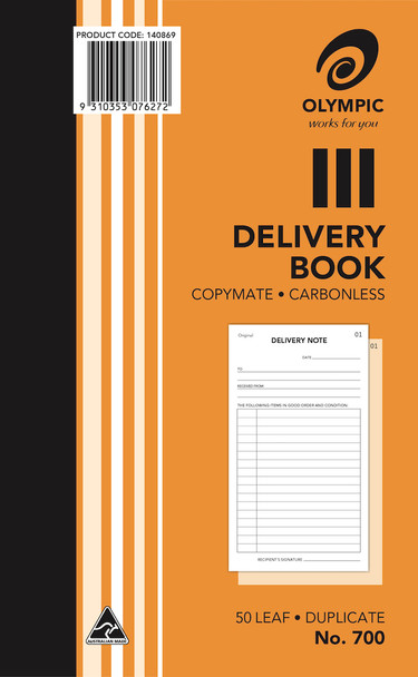 Olympic Delivery Book 700 Carbonless Duplicate 50 Leaf 200 x 125mm