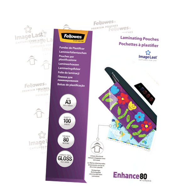 Laminating Pouch Pack 100 Fellowes ImageLast A3 80 Micron
