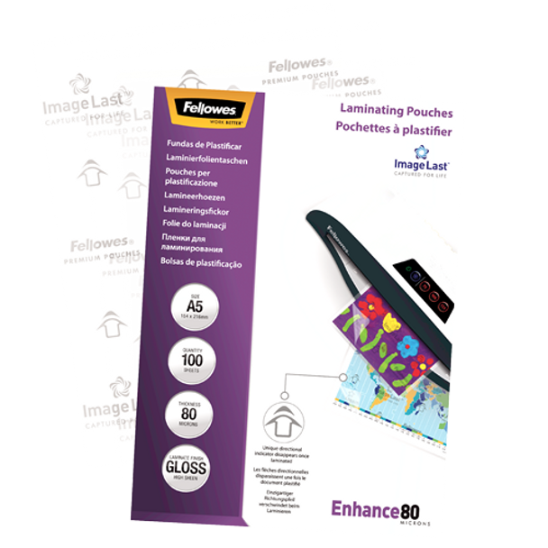 Laminating Pouch Pack 100 Fellowes ImageLast A5 80 Micron