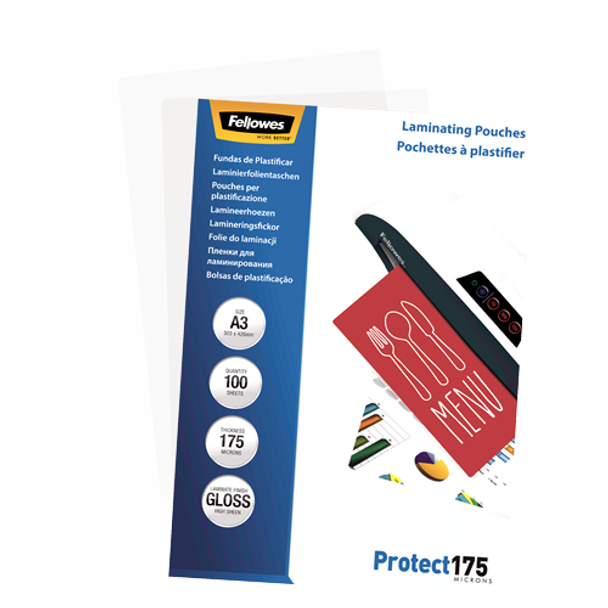 Fellowes Glossy A3 175 Micron Laminating Pouch 100 Pack