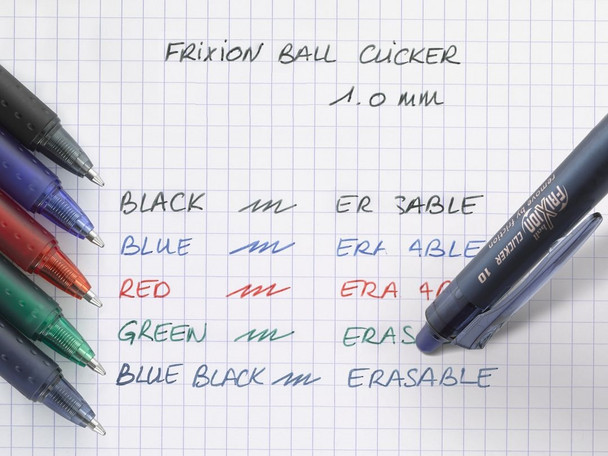 Pilot FriXion Black Clicker Erasable Retractable Gel Pen Medium Box of 12