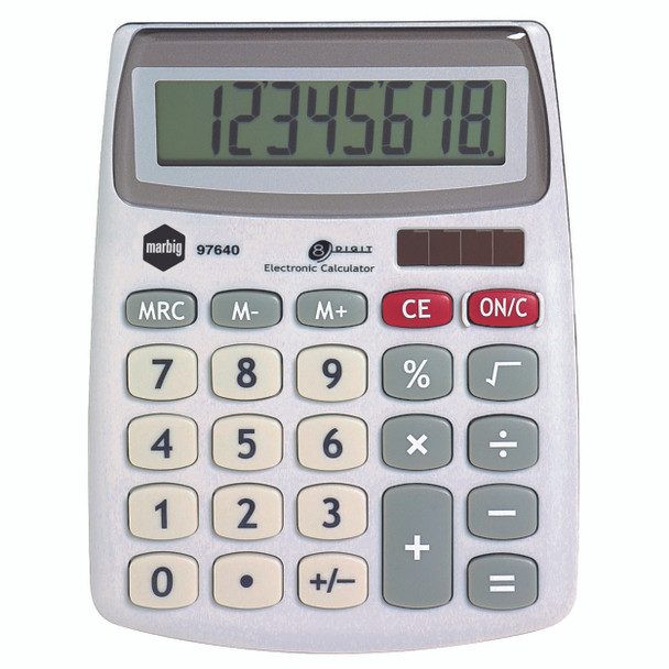 Marbig 8 Digit Compact Desktop Calculator Silver