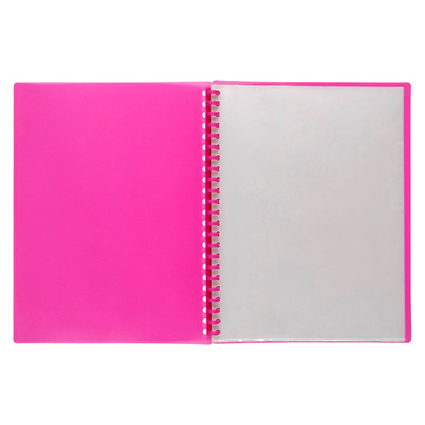 Marbig Clearview Display Book Refillable 20 Pocket A4 Translucent Pink Box of 12