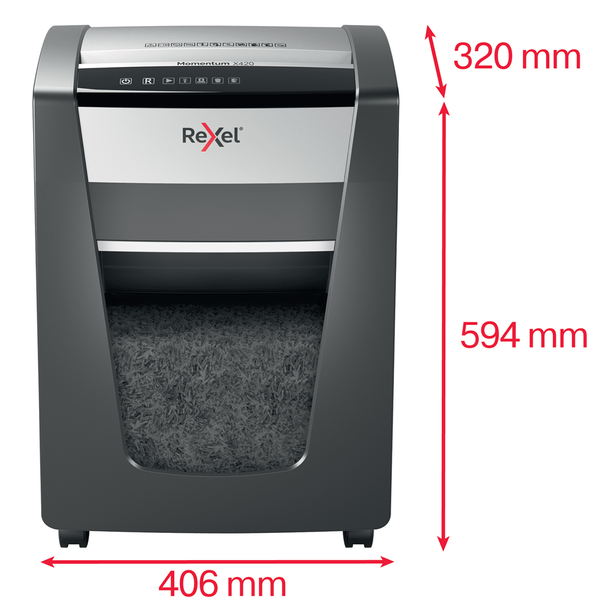 Rexel X420 Momentum Black Cross Cut Paper Shredder