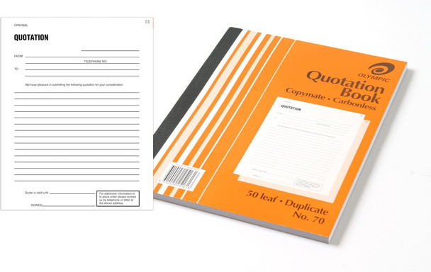 Olympic 70 Quotation Book Carbonless Duplicate 50 Leaf 250 x 200mm