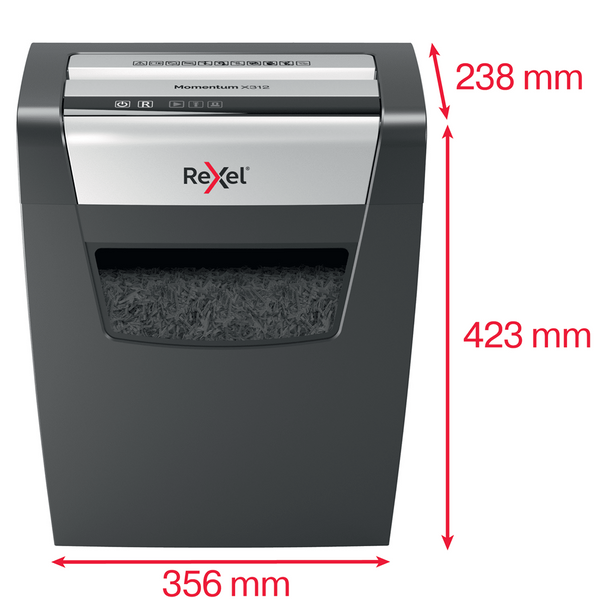 Rexel X312 Momentum Black Cross Cut Paper Shredder