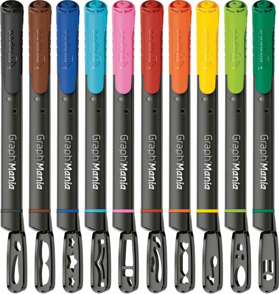 Maped Assorted Graph Mania Stencil Fineliner 0.4mm Wallet of 10