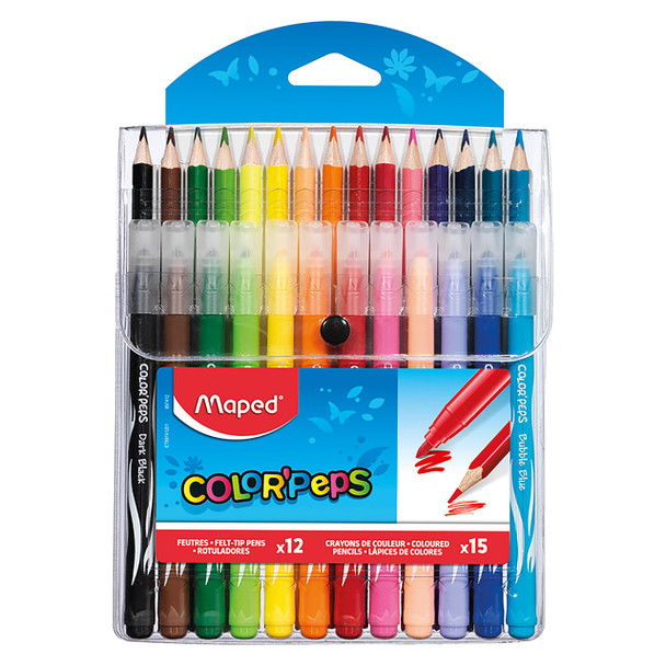 Maped Color Peps Multi Pack Colouring Pens 12 and Pencils 15