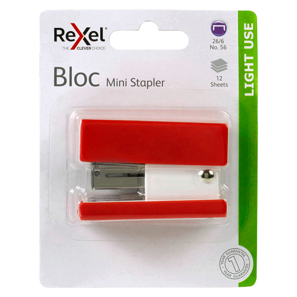 Rexel #210807 Stapler Mini Bloc Red | Mega Office Supplies