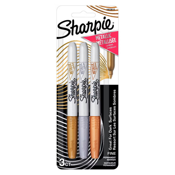 Sharpie Metallic Permanent Marker Fine Point Assorted Pack of 3