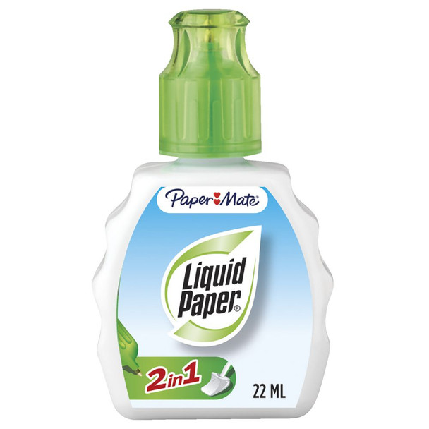 Papermate 22ml Liquid Paper 2 in 1 Correction Fluid Pack of 6