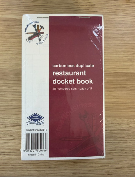 Restaurant Docket Book Back page SBE16 | Mega Office Supplies