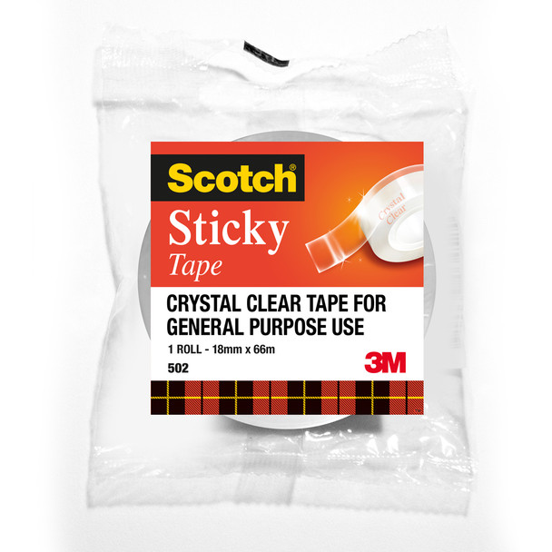 Scotch 502 Sticky Tape Deltahole 18mm x 66m Clear
