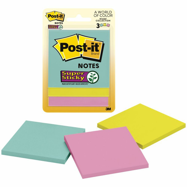 Post-it Super Sticky Notes Miami 76 x 76mm Pack of 3 3321-SSMIA