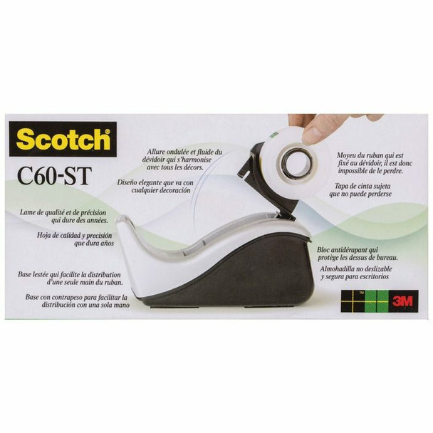 Scotch C60-ST Desktop Tape Dispenser Silver Black (No Tape)