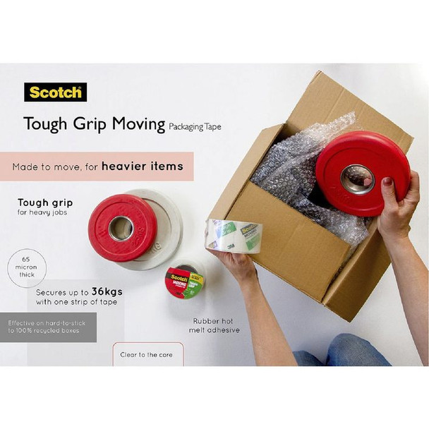 Scotch Tough Grip Moving Packaging Tape 48mm x 50m Clear 3500-6-AU Pack of 6